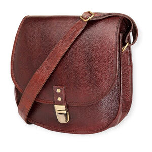 Urban Leather Staglife Crossbody Saddlebag Purse Brown Burgundy